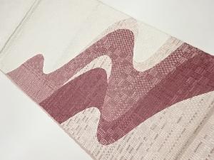 リボン織切り嵌めに曲線模様織出し袋帯